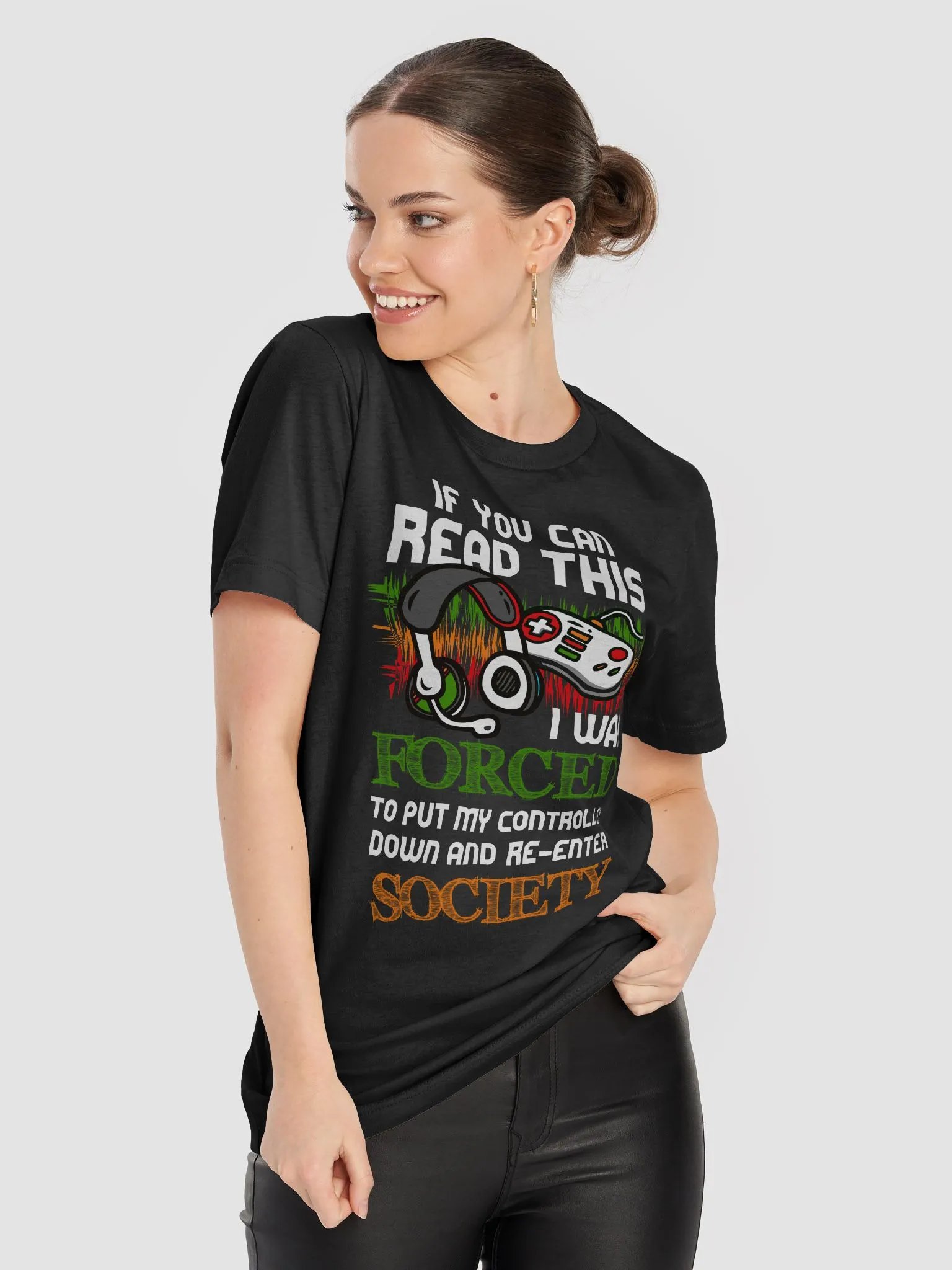 I Was Forced to Re-Enter Society T-Shirt – Gamer Life with Rasta Vibes product image (2)