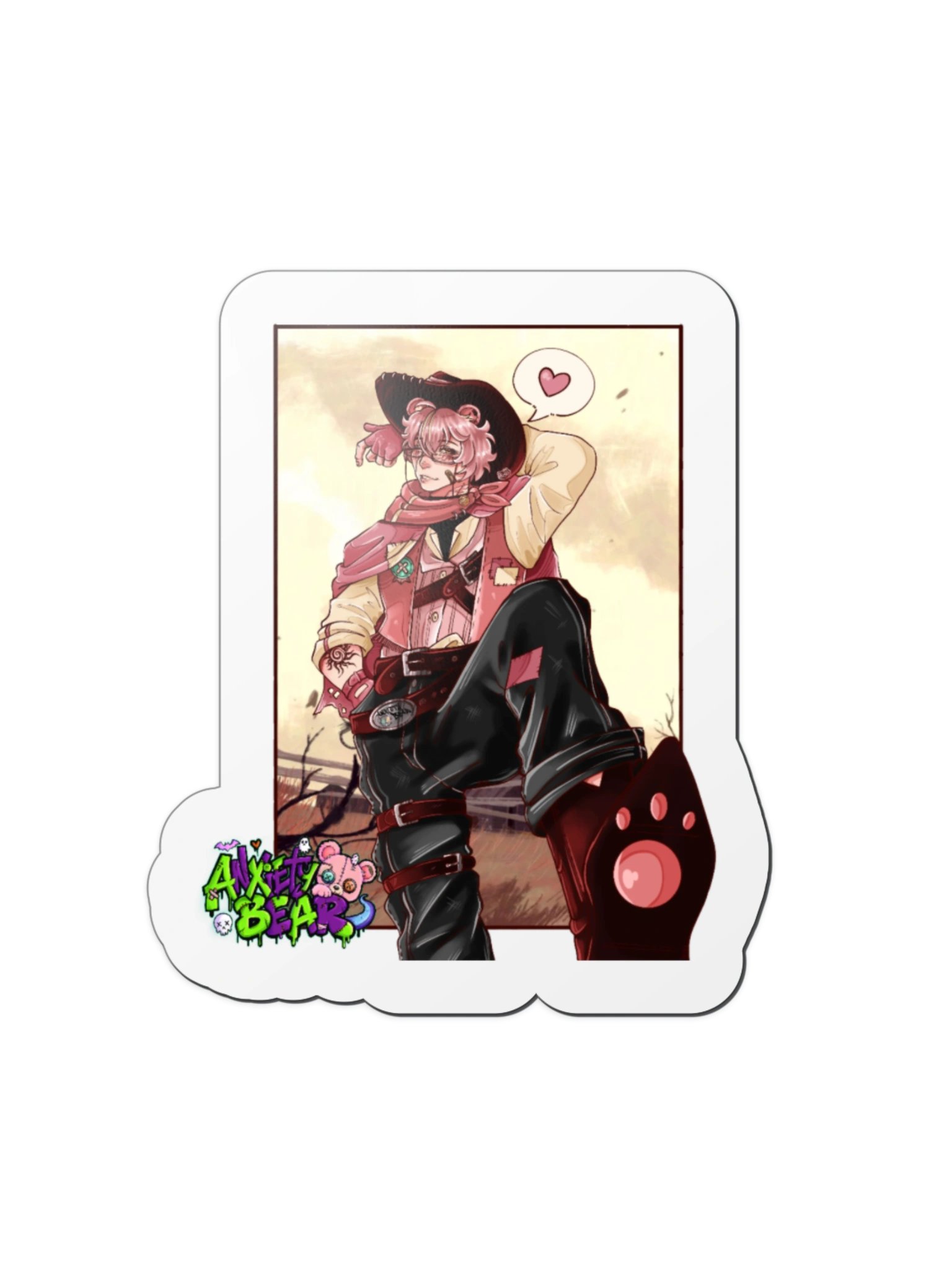 Anxiety Bear Cowboy Magnet product image (1)