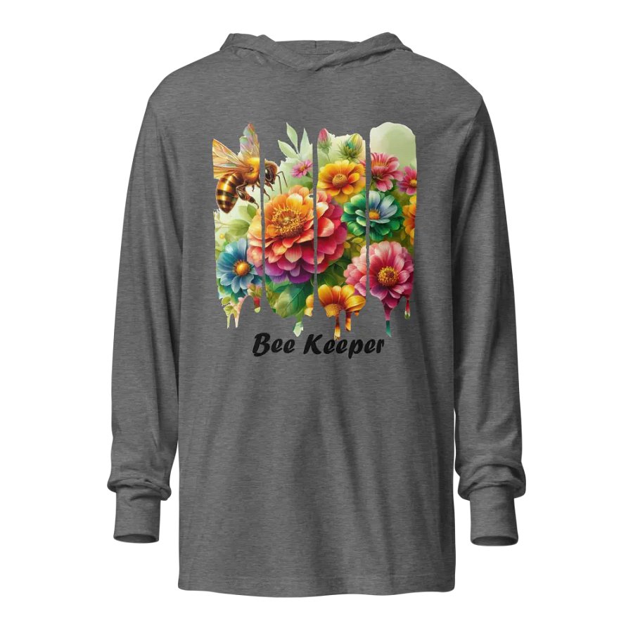 Bee Keeper Floral Long Sleeve Hooded Tee | Beekeeper Gift | Boho Bee | Whimsical Nature Designed Tee product image (4)