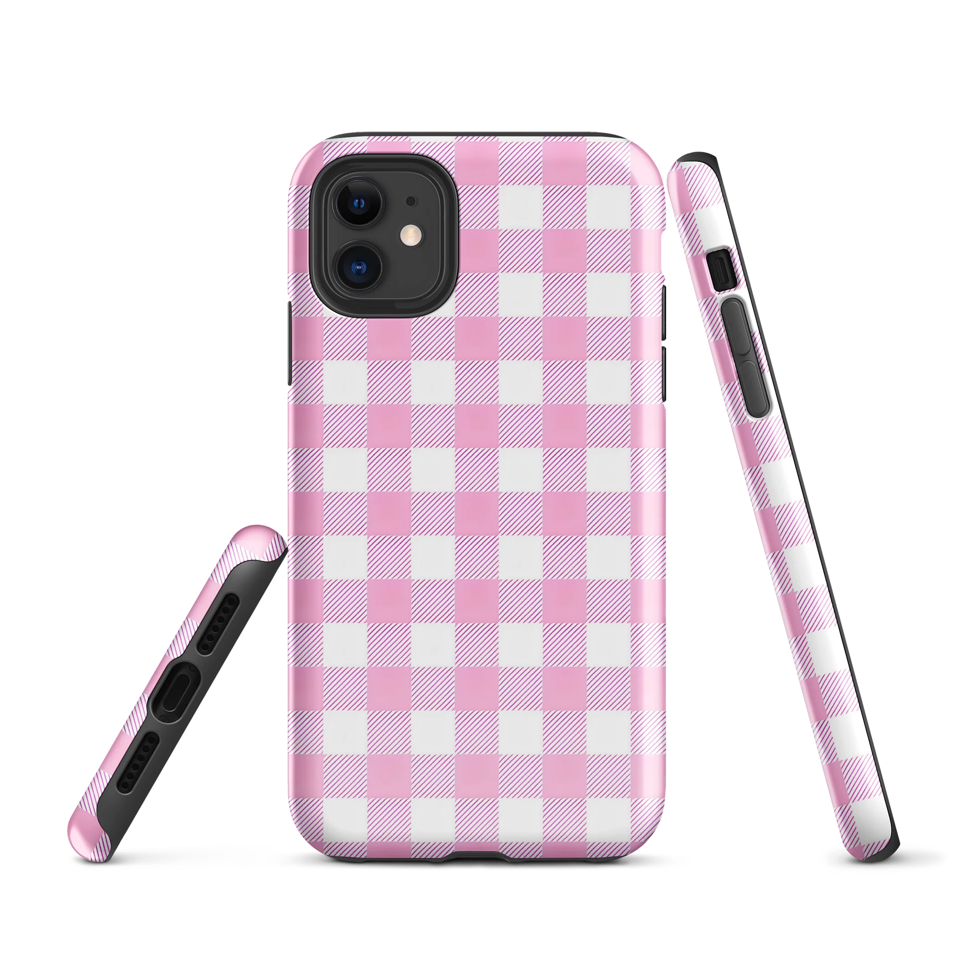 pink gingham i phone case product image (1)