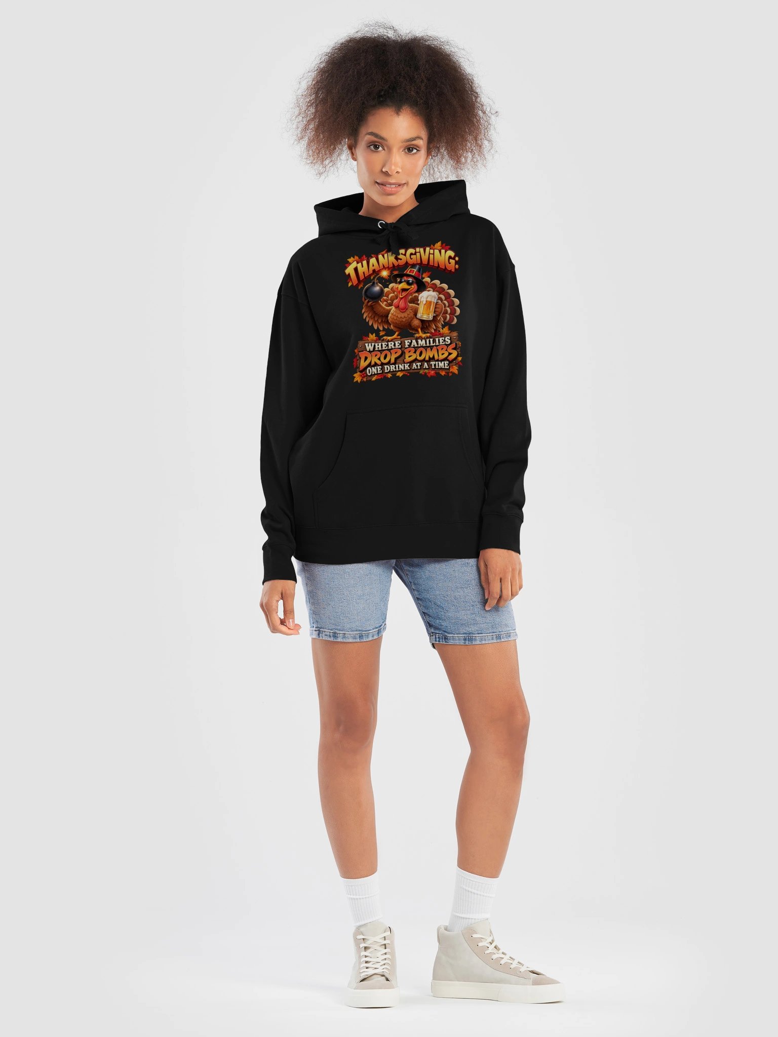 THANKSGIVING: WHERE FAMILIES DROP BOMBS ONE DRINK AT A TIME - HOODIE product image (7)