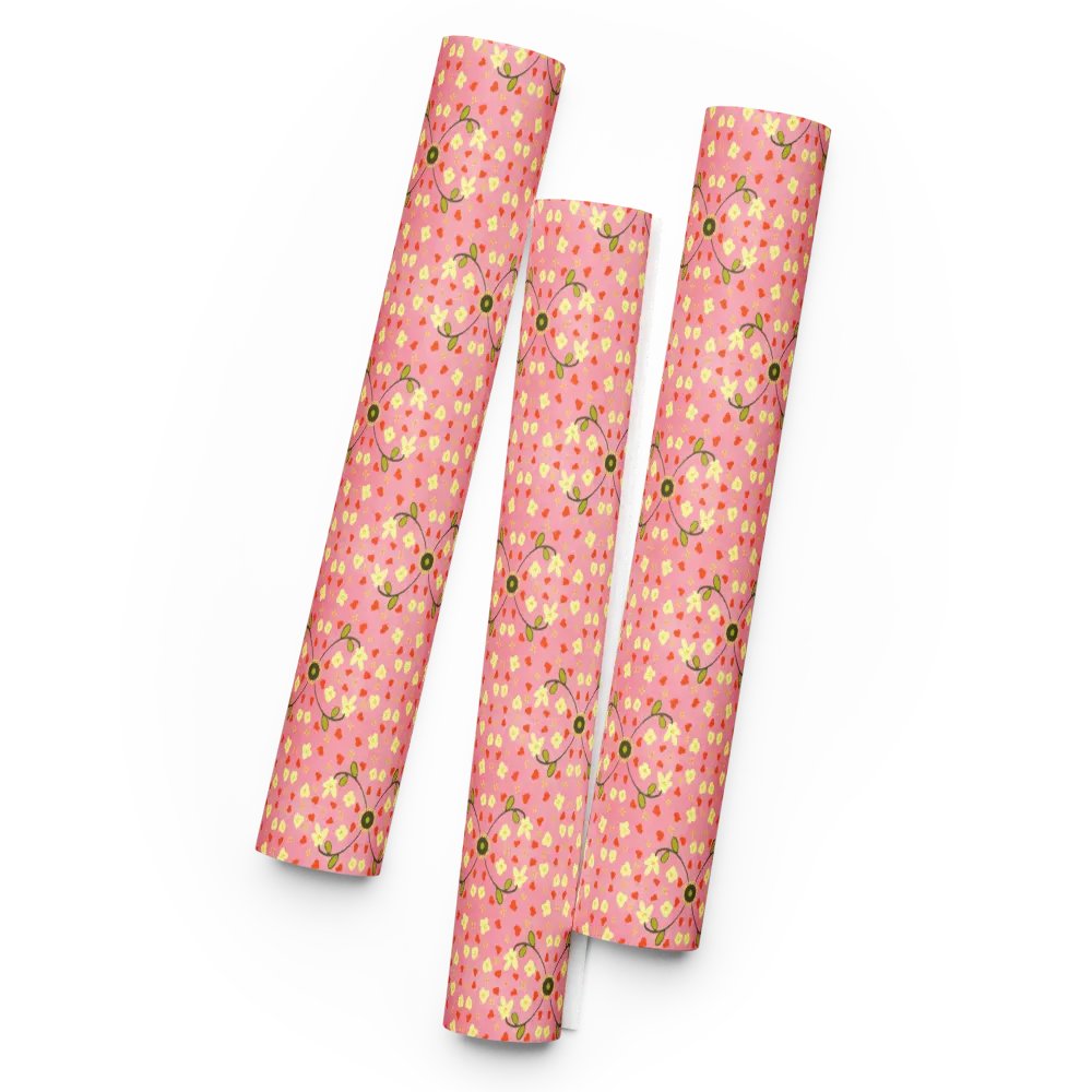 Hearts and Flowers Pink Wrapping Paper product image (5)