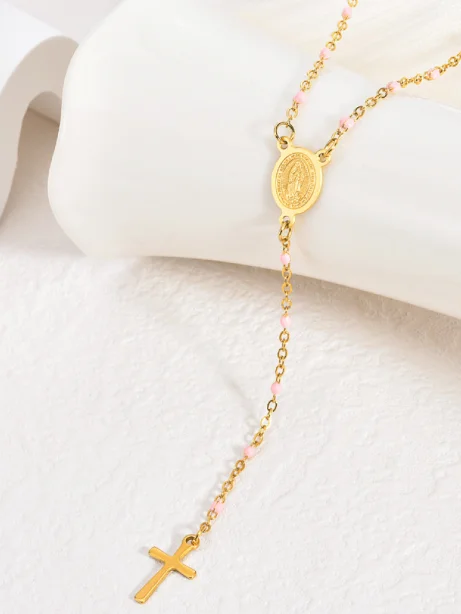 Médaille Croix & Perles - Acier Inoxydable product image (5)
