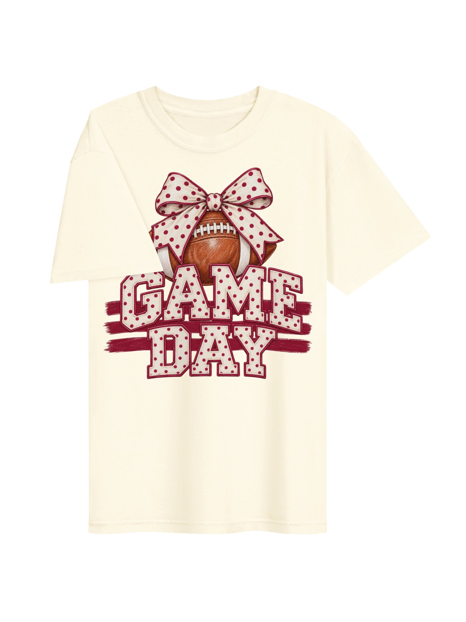 Preppy Game Day Football Shirt, Polka Dot Bow Game Day Comfort Colors® Tee, Football Mom Shirt, Cute Football Season Shirt, Tailgate Outfit product image (3)