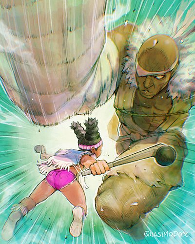 Street Fighter 6 fan art Lily vs Sagat