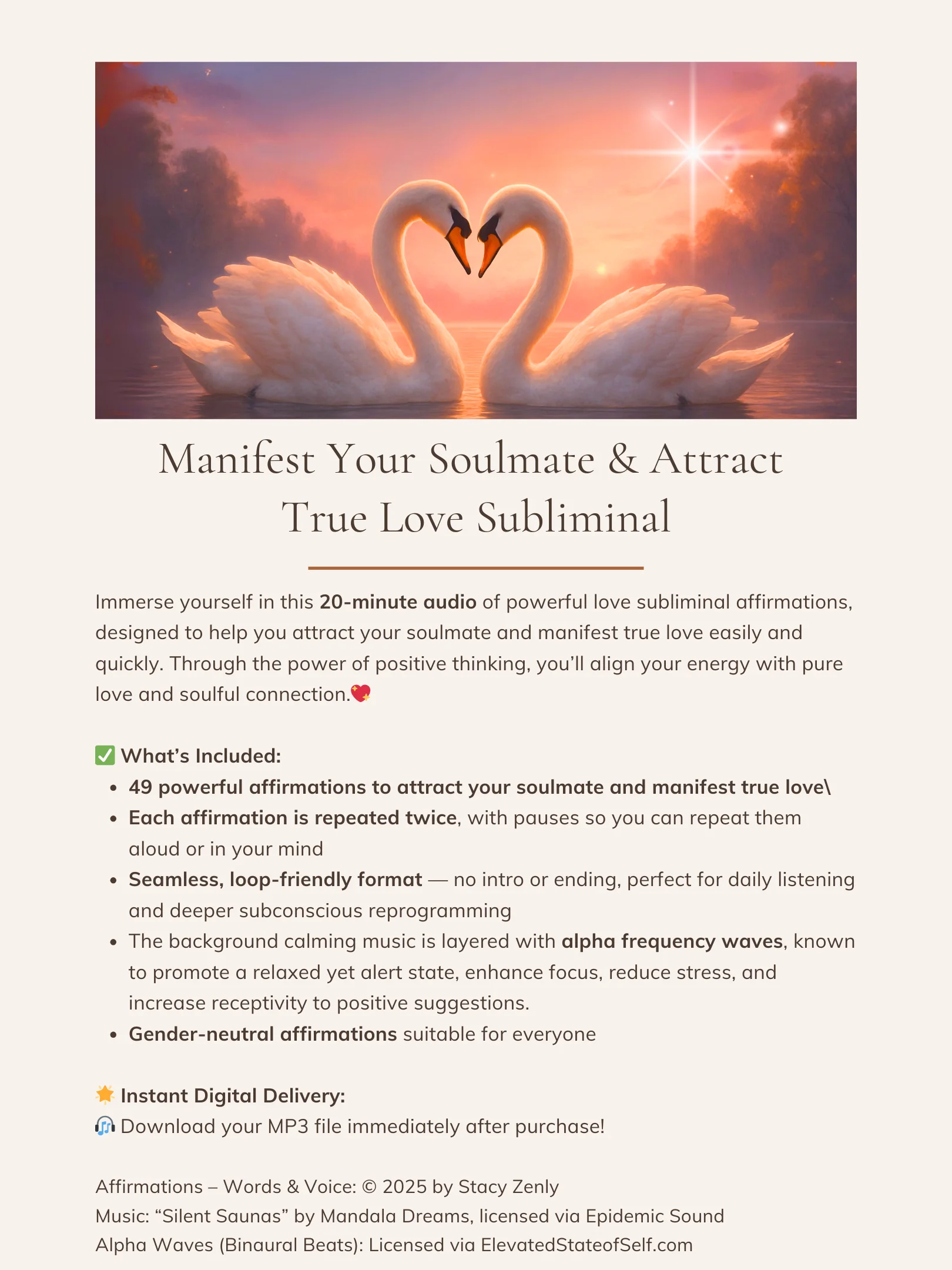 Manifest Your Soulmate & Attract True Love Subliminal | MP3 Audio Download product image (2)