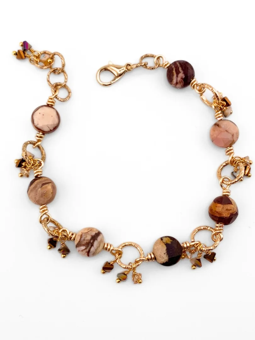 Zebra Jasper Beaded Pendant Necklace, Bracelet, and Earrings Set product image (8)