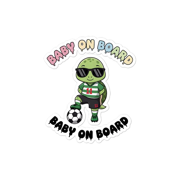 Funny Turtle Soccer Baby on Board Sticker - 5x5 Weatherproof Vinyl Car Decal - Cute Turtle Soccer Mom and Soccer Dad Gift product image (1)