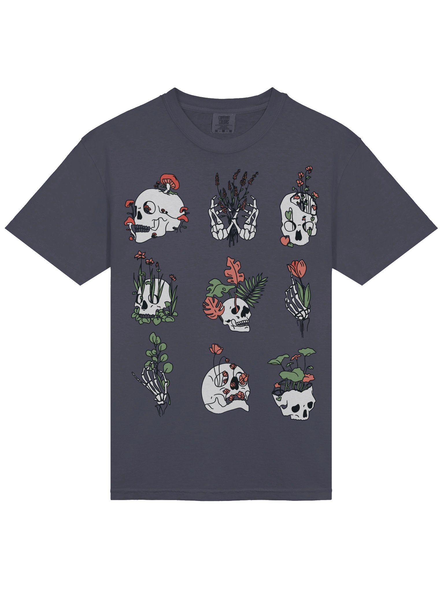 Botanical Skull Shirt – Floral Skeleton Aesthetic Graphic Tee, Gothic Nature Illustration product image (25)