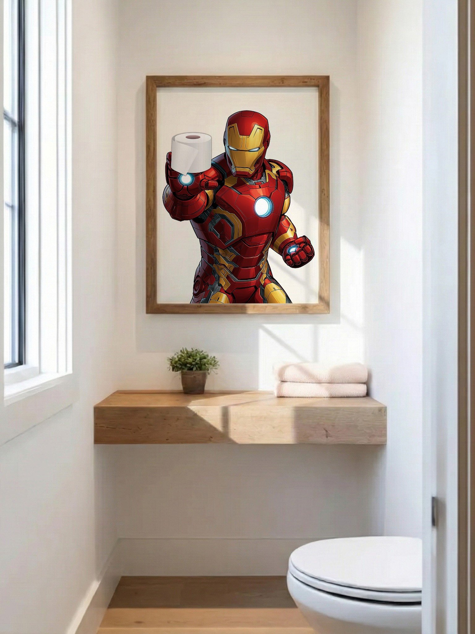 IRON MAN Funny Superhero Bathroom Art, Toilet Paper Comic Poster product image (4)
