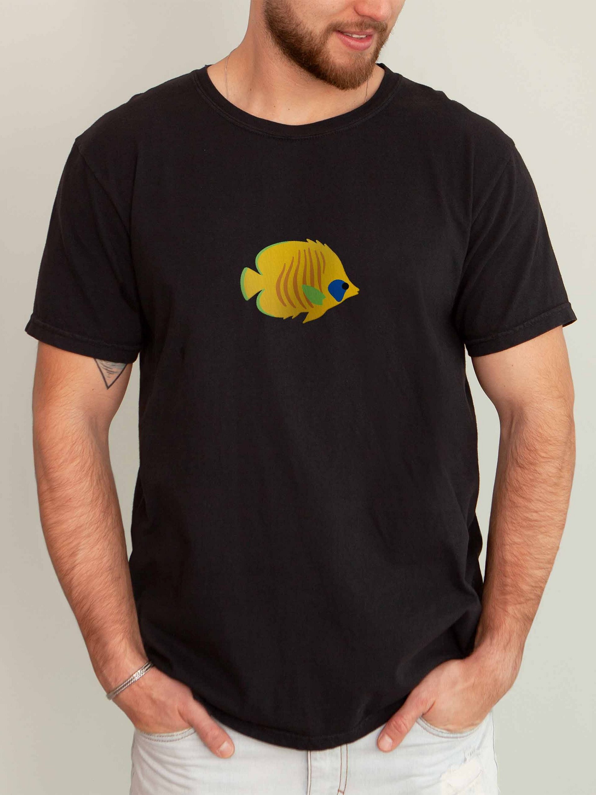 Blue Cheek Butterflyfish Premium T-Shirt (Embroidered) for Reef and Marine Aquarium Lovers product image (2)
