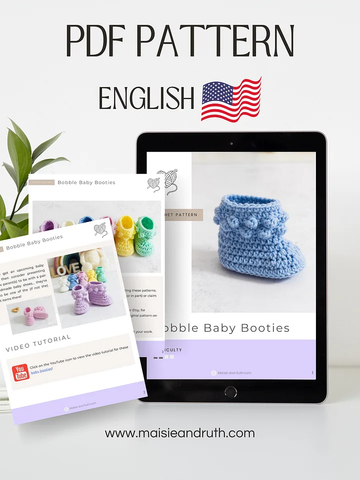 Bobble Baby Booties Crochet Pattern product image (2)