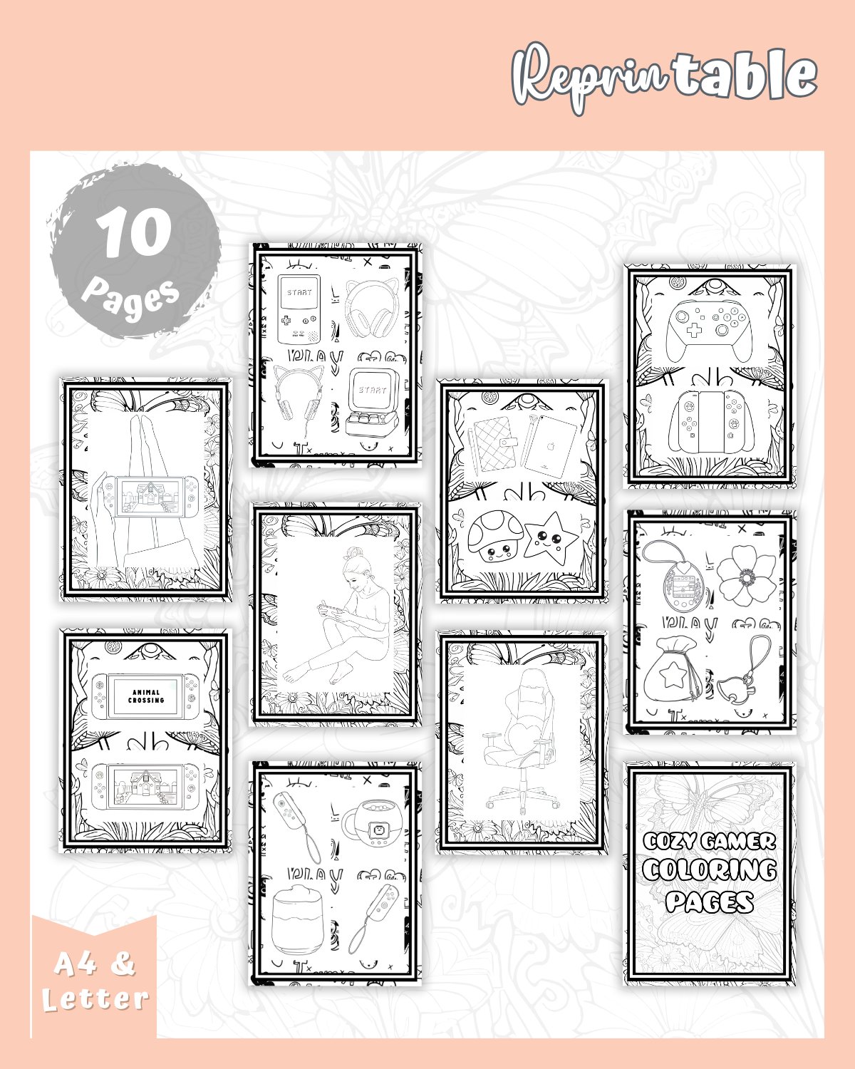 Cozy Up and Color - Cozy Gamer Coloring Pages product image (2)