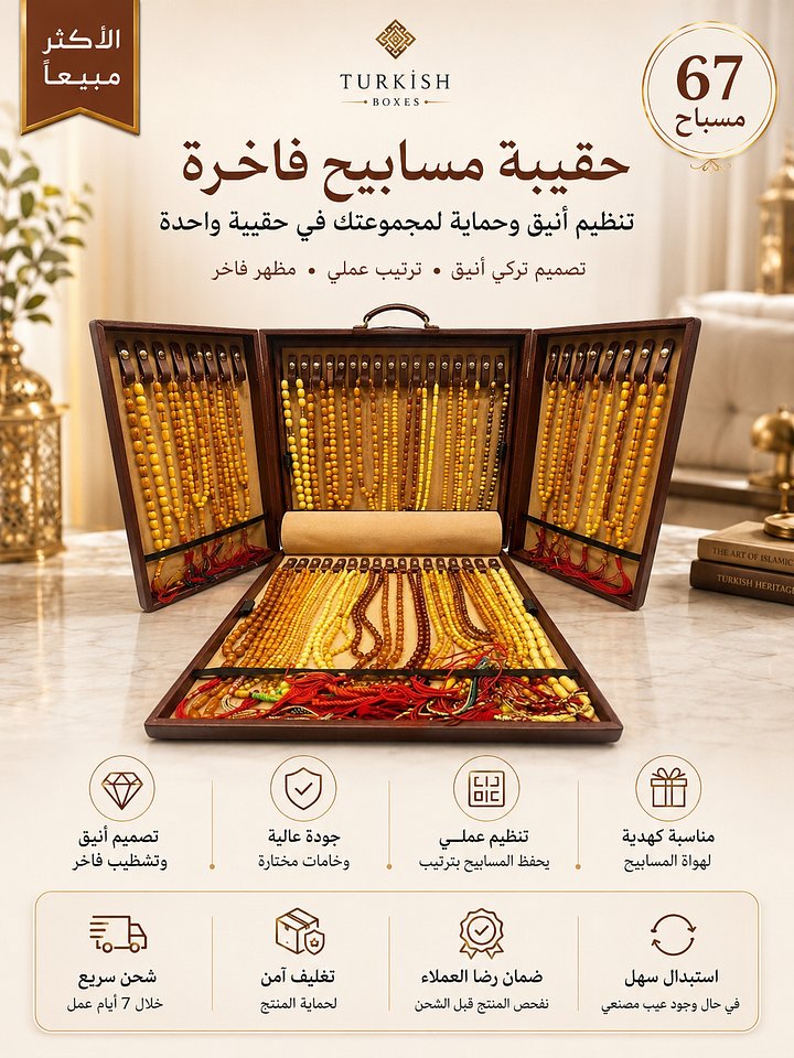 حقيبة تخزين المسابيح الفاخرة – تنظيم وعرض حتى 67 مسباح product image (1)