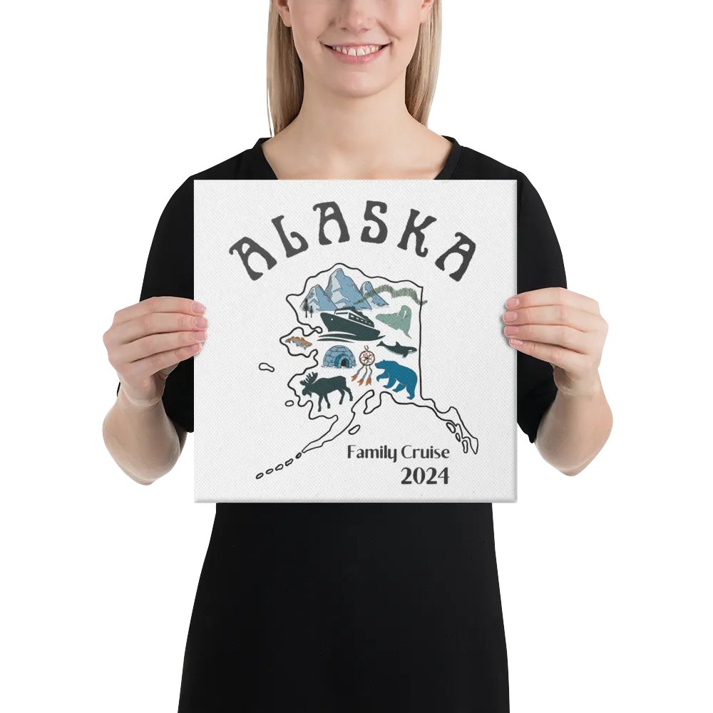 Alaskan Adventure: hand-drawn map & landscapes canvas wall art product image (5)