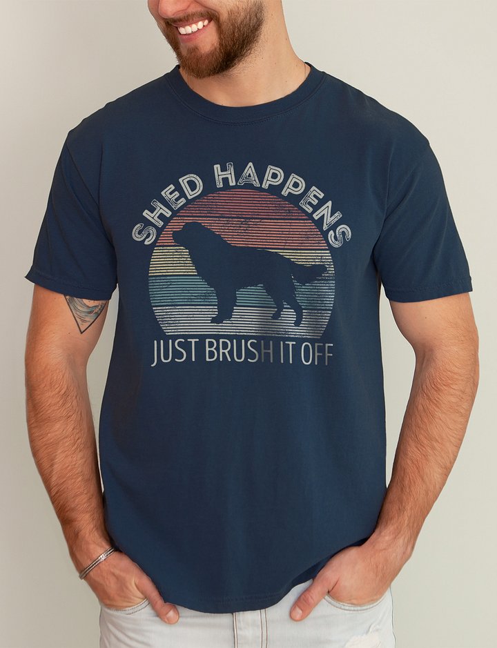 Shed Happens Bernese Mountain Dog Tee | Funny Retro-Vintage Sunset T-Shirt for Berner Owners product image (2)