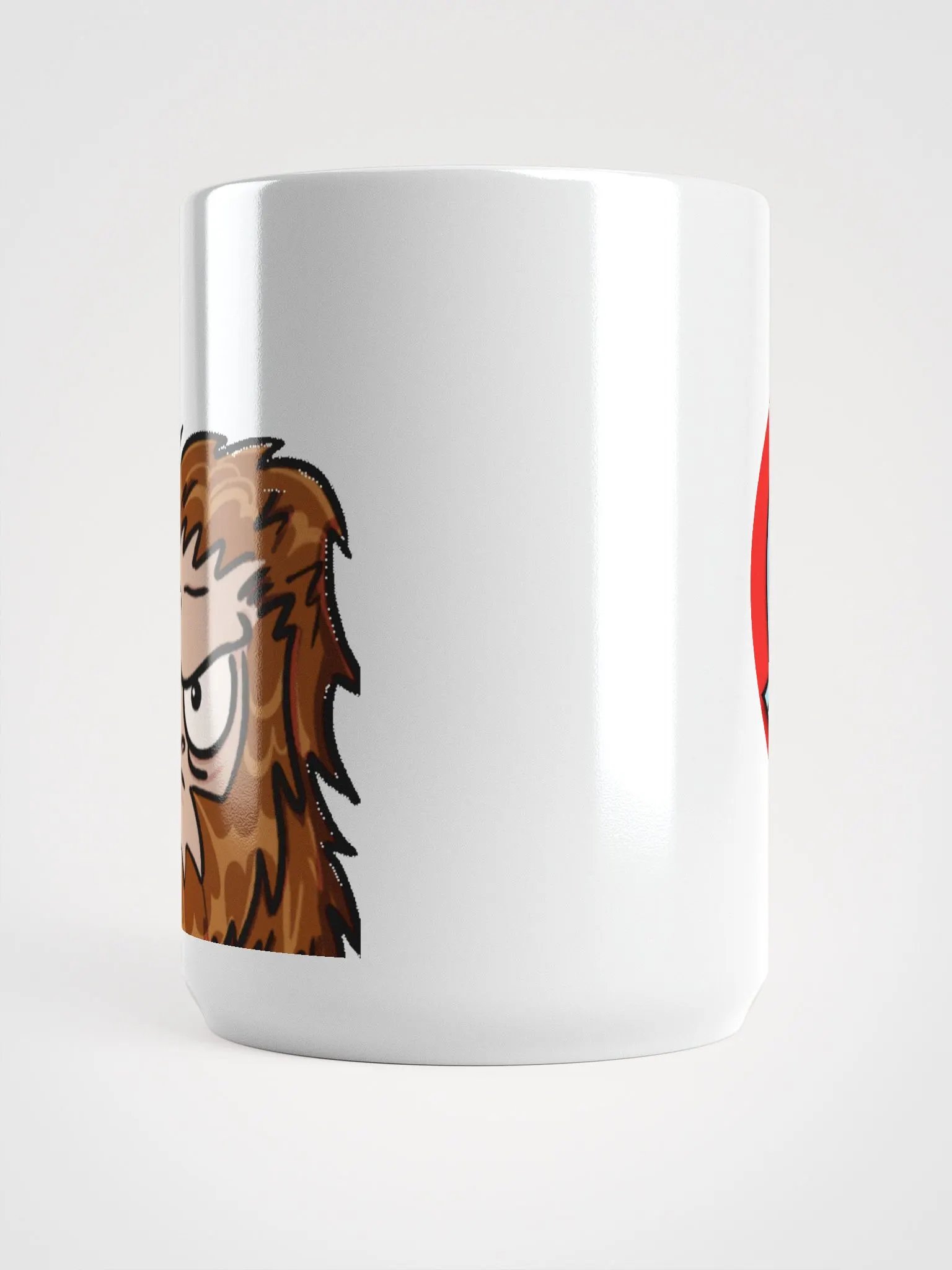 White ceramic mug with red logo product image (5)