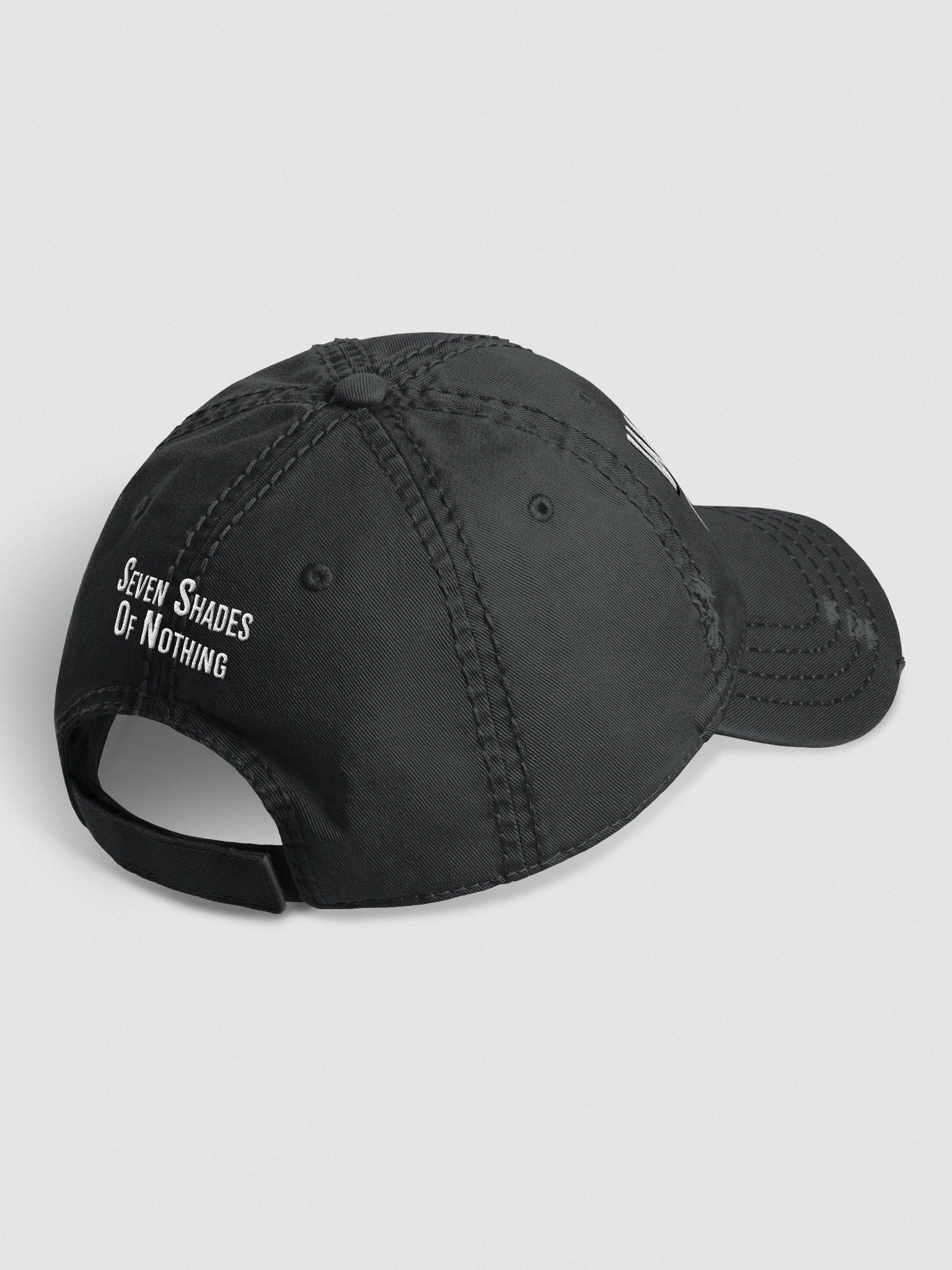 “Wake Up” embroidered distressed cap – black grunge dad hat from Seven Shades of Nothing – Otto Distressed Dad Hat product image (7)