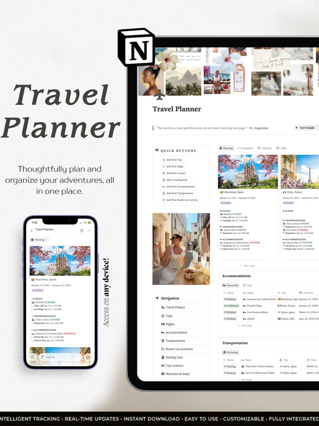 Notion Travel Planner | Digital Trip Organizer, Itinerary, Packing Lists product image (1)