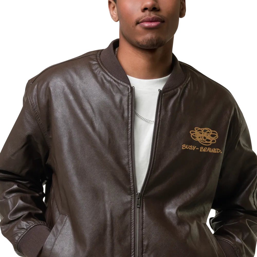 BUSY-BRAINED MONOCHROME BROWN FAUX LEATHER JACKET product image (6)