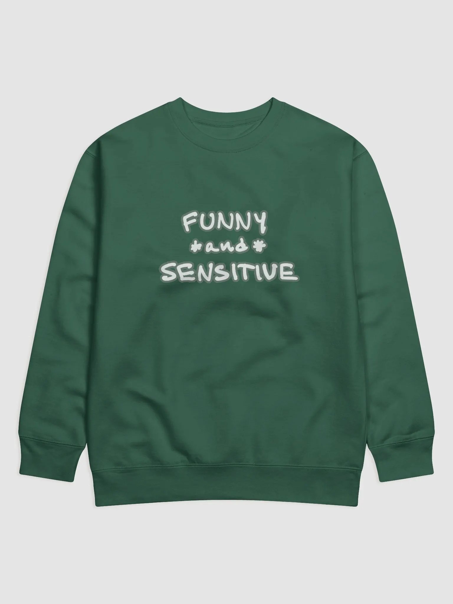 FUNNY *and* SENSITIVE (lined design, #66796E) Printed Premium Cotton Crewneck product image (13)