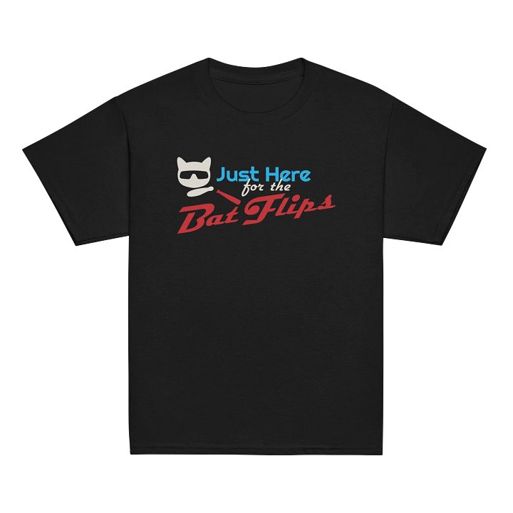 Baseball Cat (Just Here for The Bat Flips) - Unisex Youth Heavyweight T-shirt product image (2)