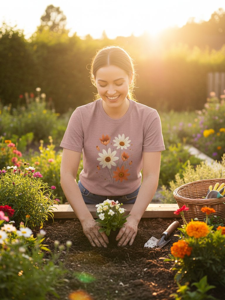 Wildflower Bouquet T-Shirt | Daisy Floral Design Tee | Botanical Nature Lover Shirt | Spring Flower Art product image (9)