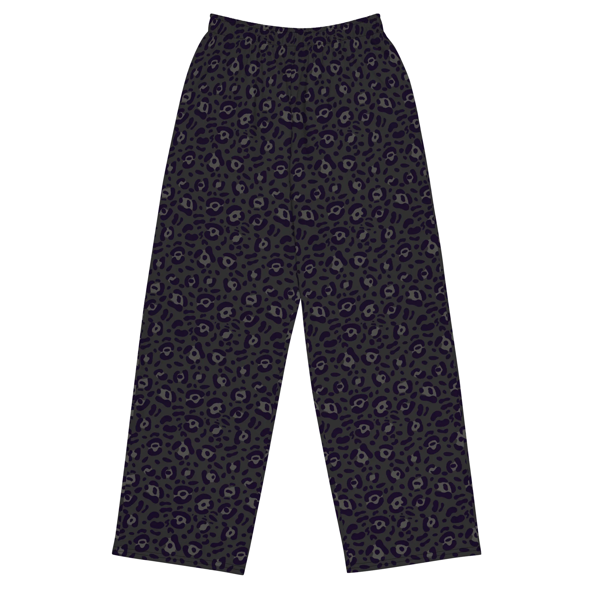 Comfortable Bold Black Leopard Print Wide-Leg Pants product image (1)