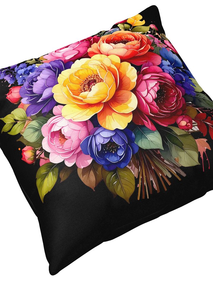 Columbia Road Market Floral All-Over Print Pillow (Black) product image (2)