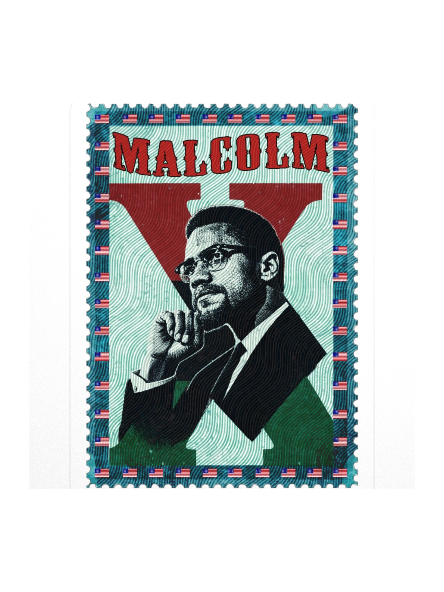 Malcolm X Vintage Postage Stamp Sticker product image (1)