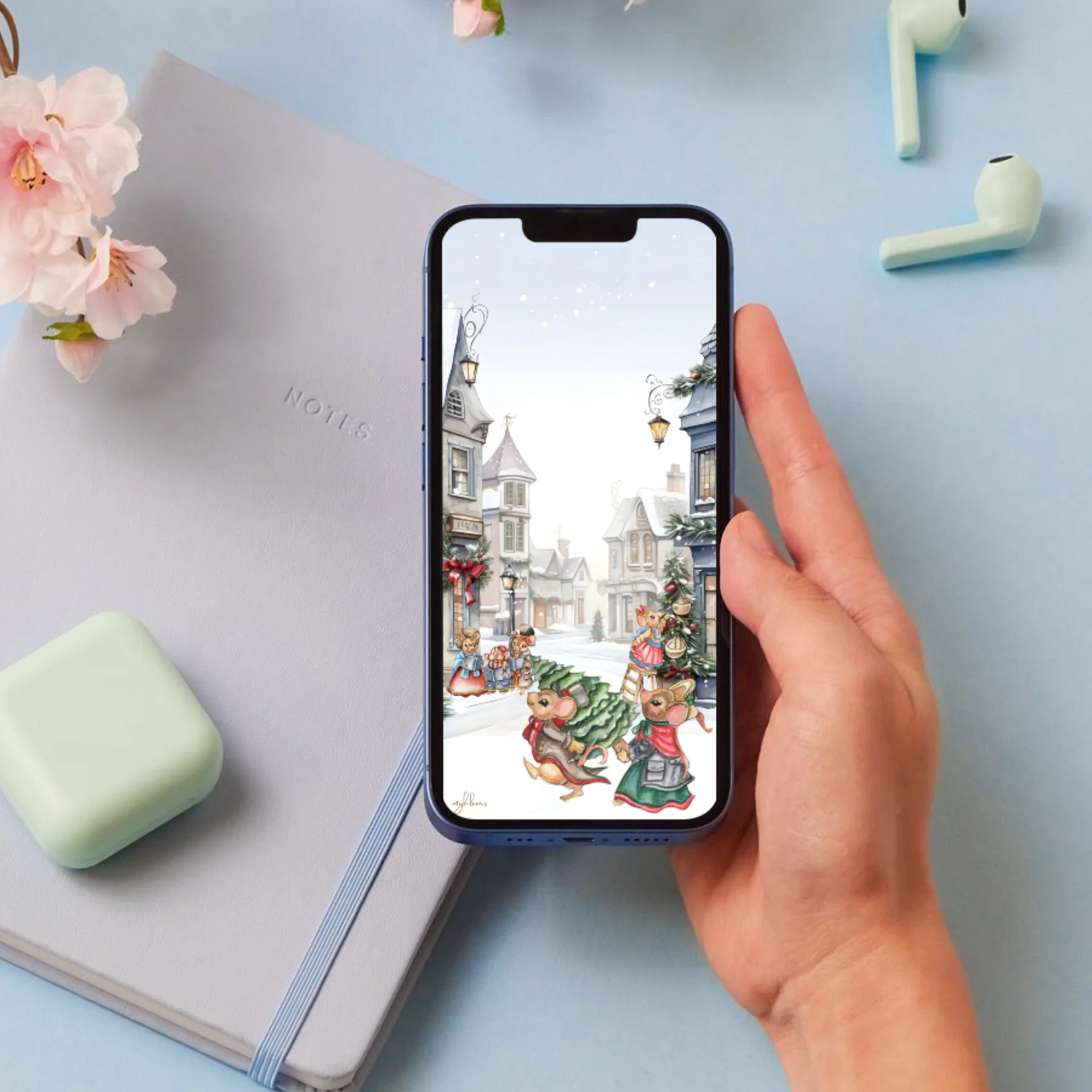 Prelude to Christmas Smartphone Digital Wallpaper | Festive Holiday Phone Background | Instant Download product image (8)