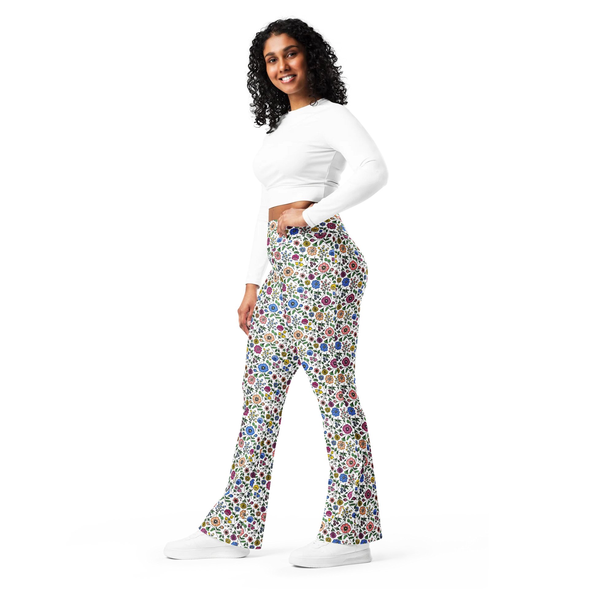All-Over Print Flare Leggings with Pocket – High-Waisted, Stylish & Comfortable product image (11)