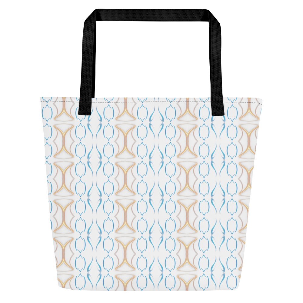 Azure Peach Harmony: Elegantes Ornament-Design Intricate Elegance Large Tote Bag product image (3)