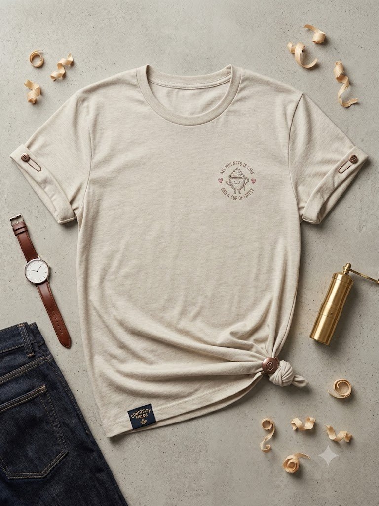 Cute Coffee Lover T-Shirt for Women | All You Need Is Love and a Cup of Coffee Tee | Minimalist Coffee Graphic Shirt | product image (1)