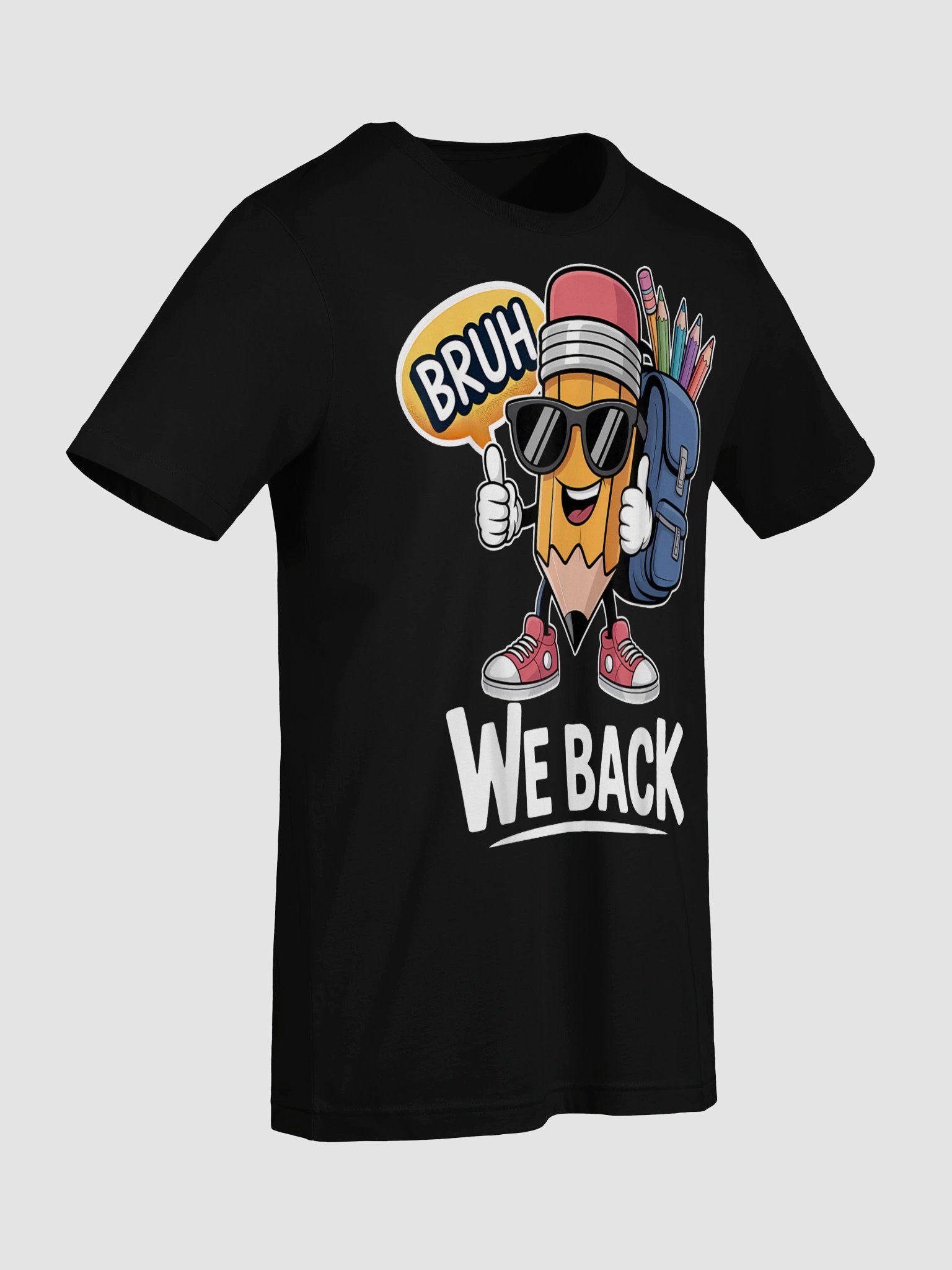 Bruh We Back Cute Pencil Teacher Student Boys Back to School T-Shirt product image (75)