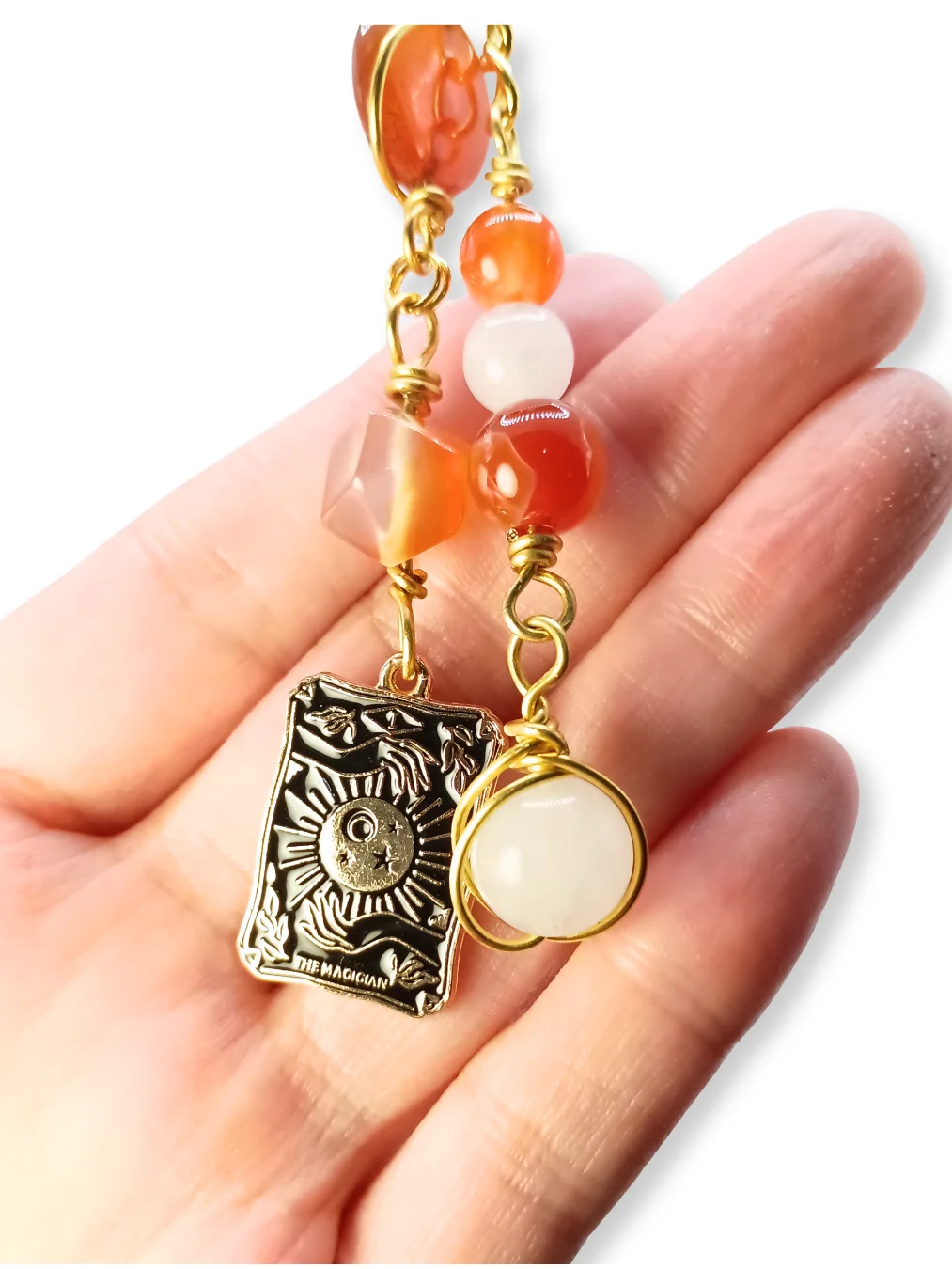 Manifesting Purse Charm | Carnelian & Magician Tarot, Gold-Tone | "Alchemist’s Touch" product image (2)
