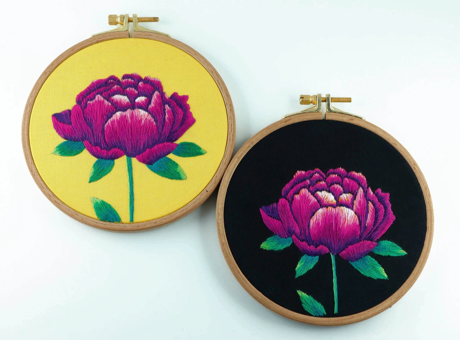 Thread Painting Peony Colorful Floral Hand Embroidery Pattern – Beginner Step by Step Tutorial (instant downloadable PDF) product image (5)