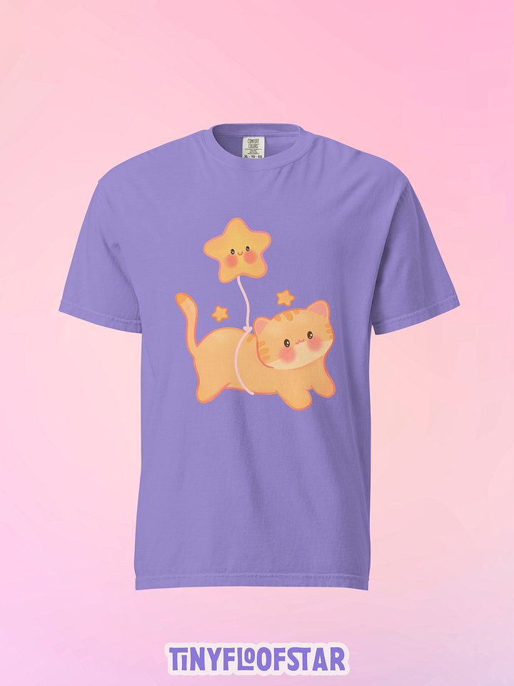 Orange Cat Starry Adventure Cotton Heavyweight T-shirt Unisex product image (2)