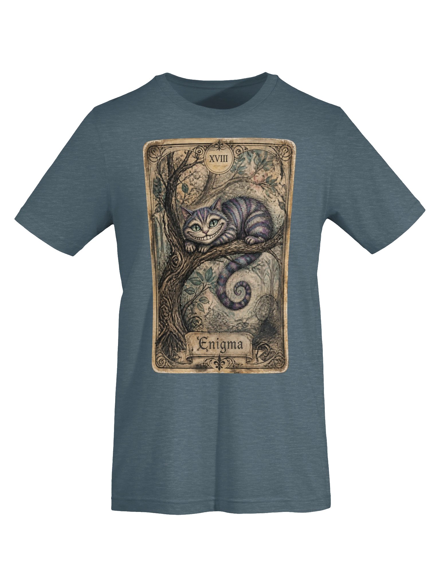 Cheshire Cat Enigma Tarot Shirt, Wonderland Tee, Moon Card Interpretation Graphic product image (6)