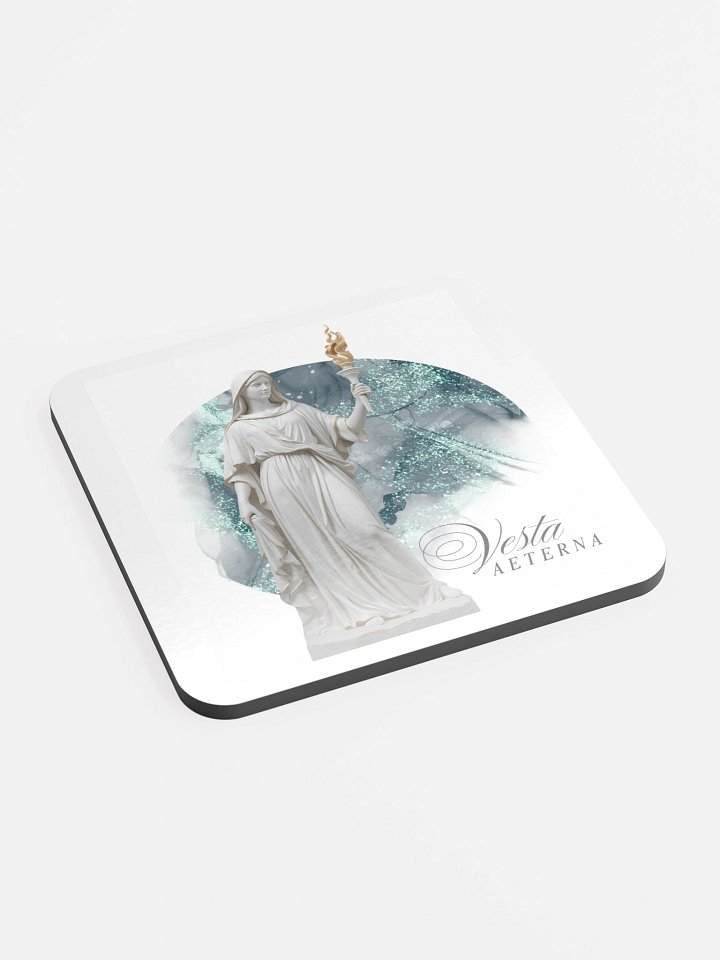 Vesta Glossy Cork Coaster (cyan / turquoise) product image (2)