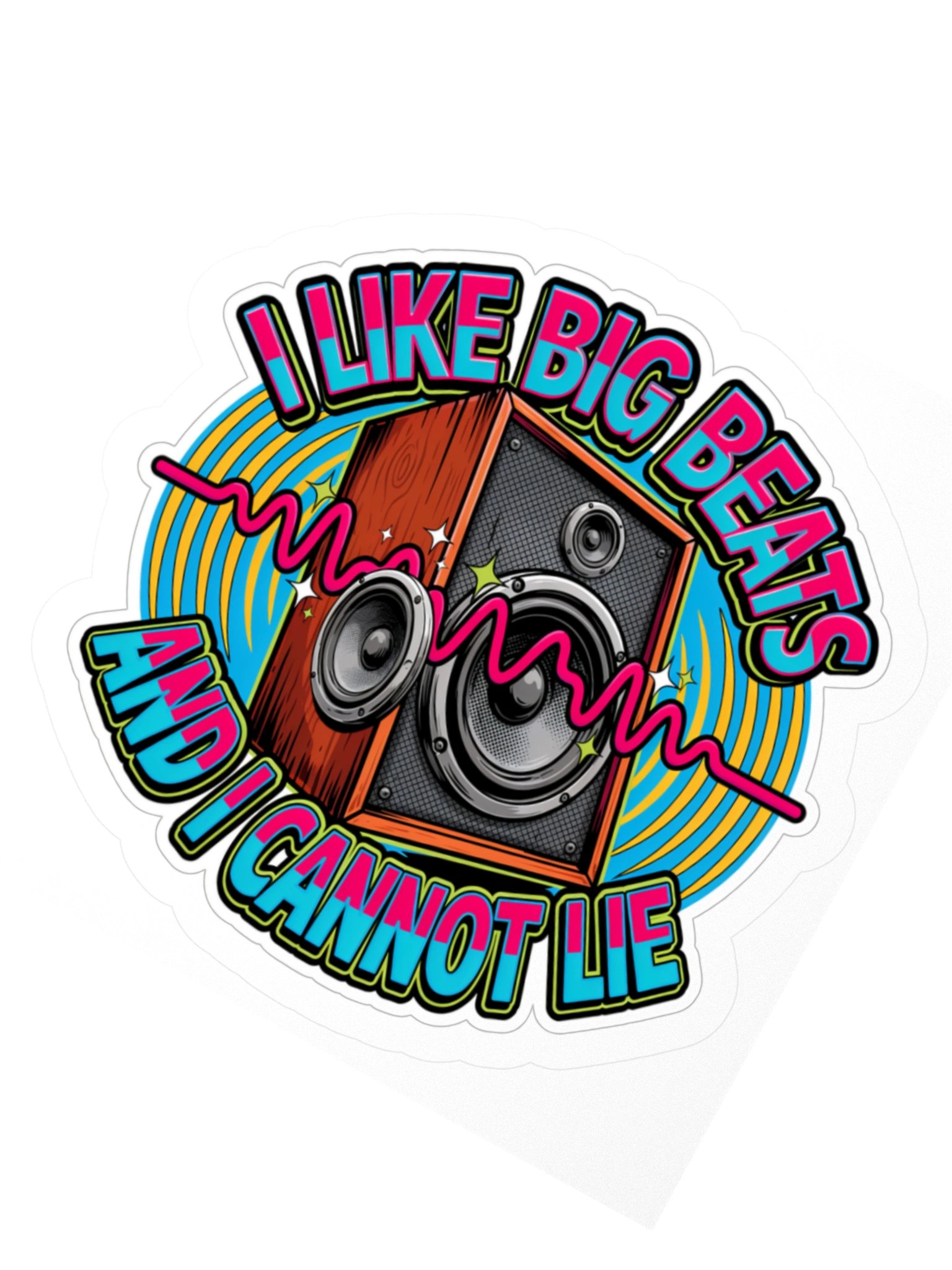 I Like Big Beats Retro Speaker Kiss Cut Sticker product image (4)