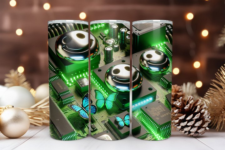 Happy Circuit 20 oz Skinny Tumbler Sublimation Design Digital Download PNG Instant DIGITAL ONLY, Tumbler Wrap product image (1)