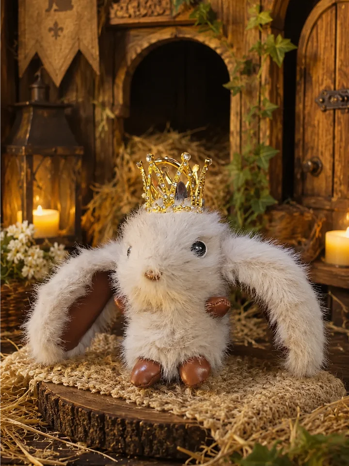 The Armored Kingdom Crowned Brown Snugglehop Bunny Keychain-Soft-Squishable-Plush Fabric product image (1)