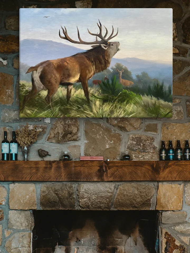 Antique Bellowing Red Deer Stag Canvas Print product image (6)