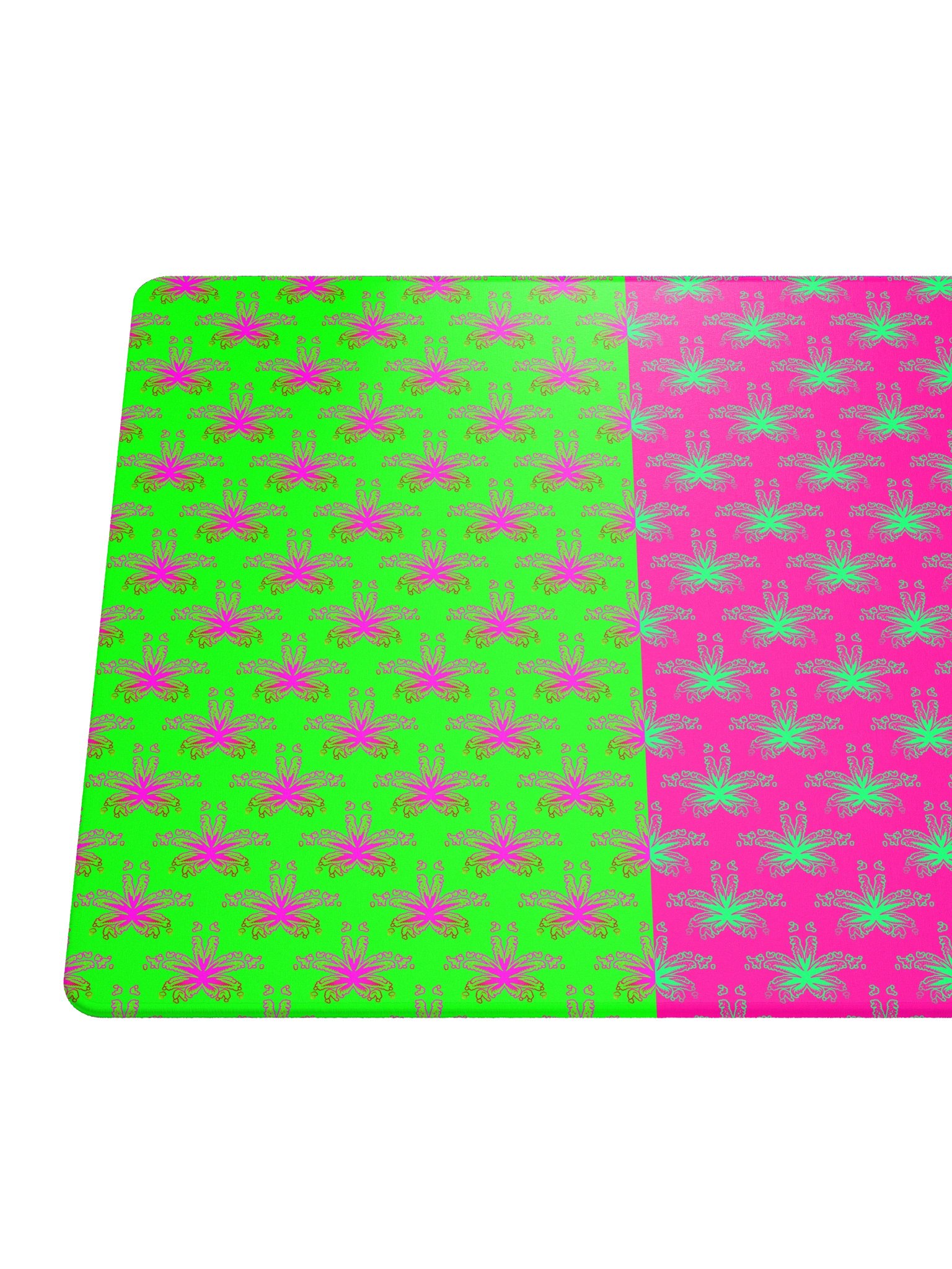 Cannabis Art Gaming Mouse Pad, Neon Green Hot Pink Pot Leaf Desk Mat, Stoner Game Room Decor, Ganja Gamer Gift, 420 Weed Computer Deskpad product image (5)