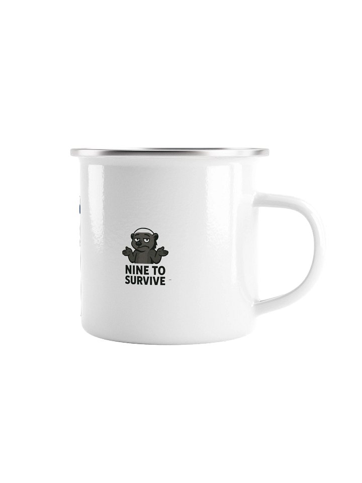 Senior Job Hugger Enamel Camp Mug: Hidden Corporate ID Badge Design product image (1)