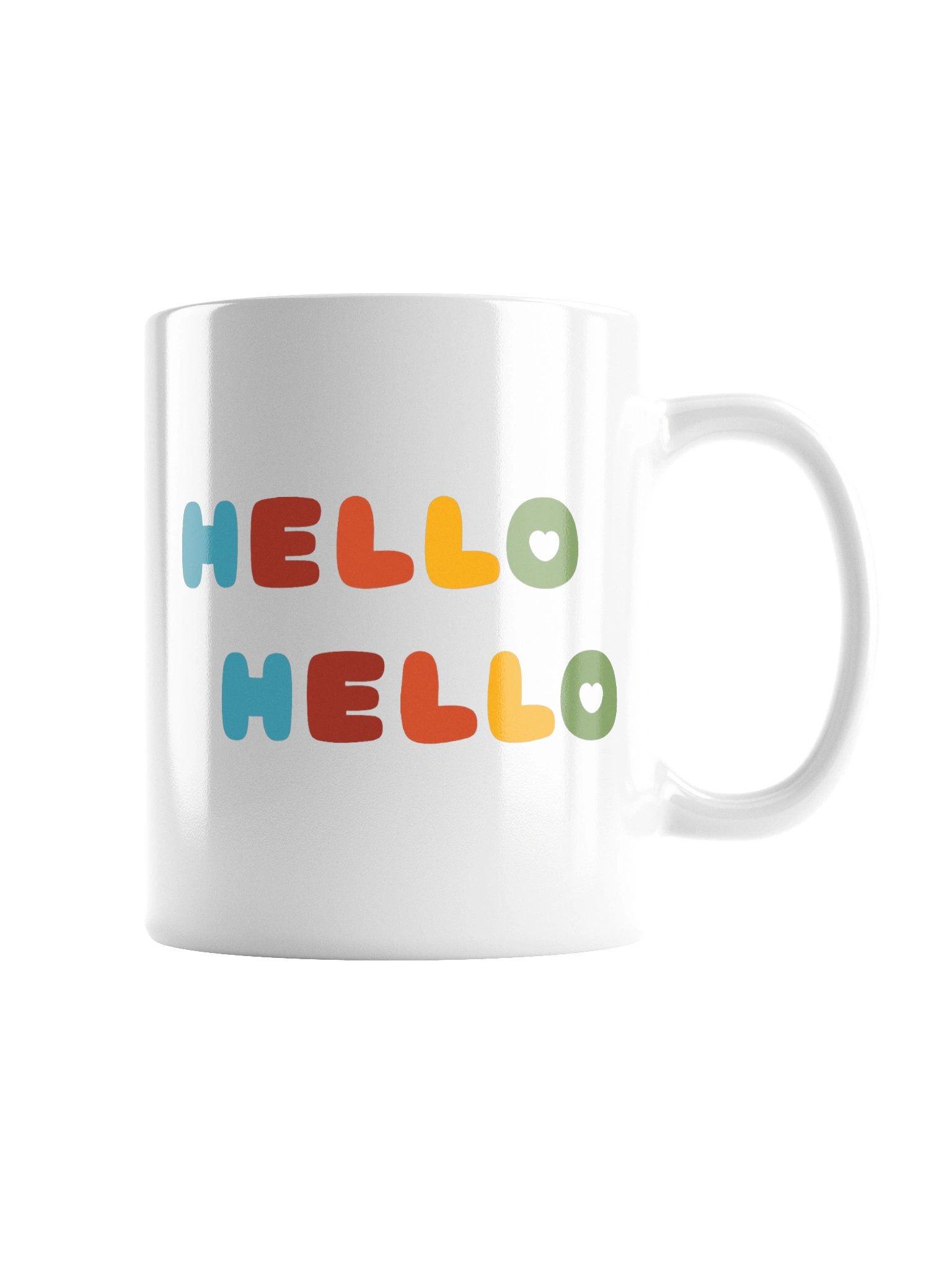 Hello Hello (Rainbow Text) White Glossy Mug product image (3)