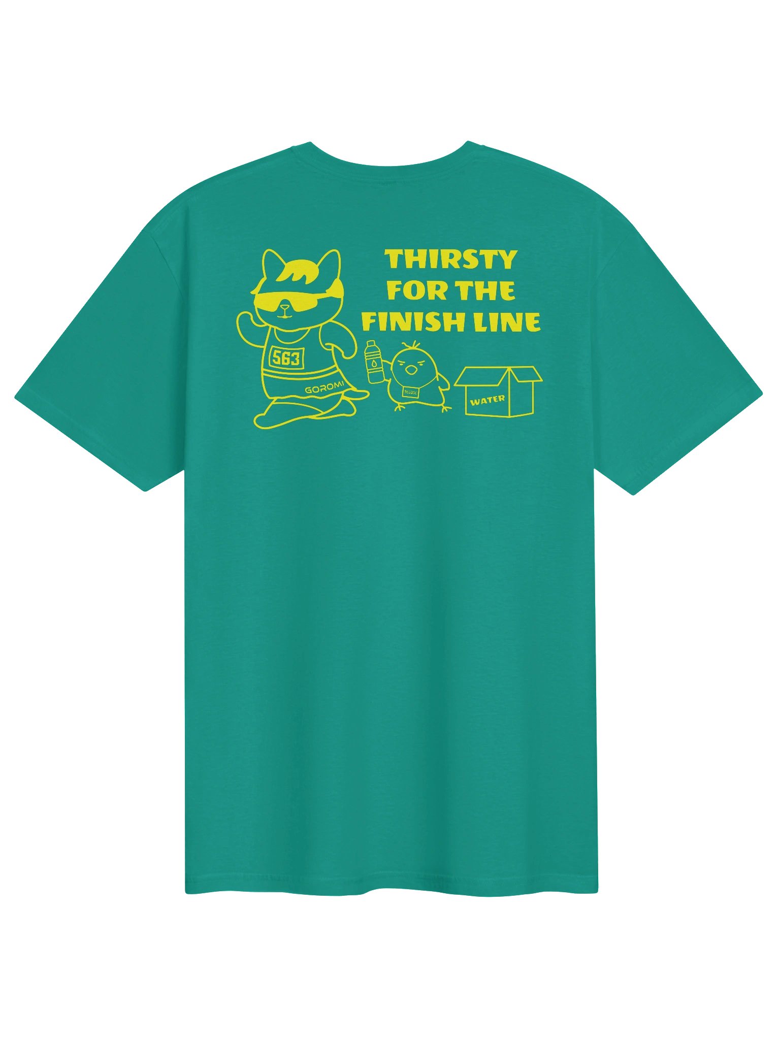 Goromi the Cat (Marathon Cat with Running Skirt- Left Chest and Back Prints) - Unisex Adult Super Soft Lightweight T-shirt product image (1)
