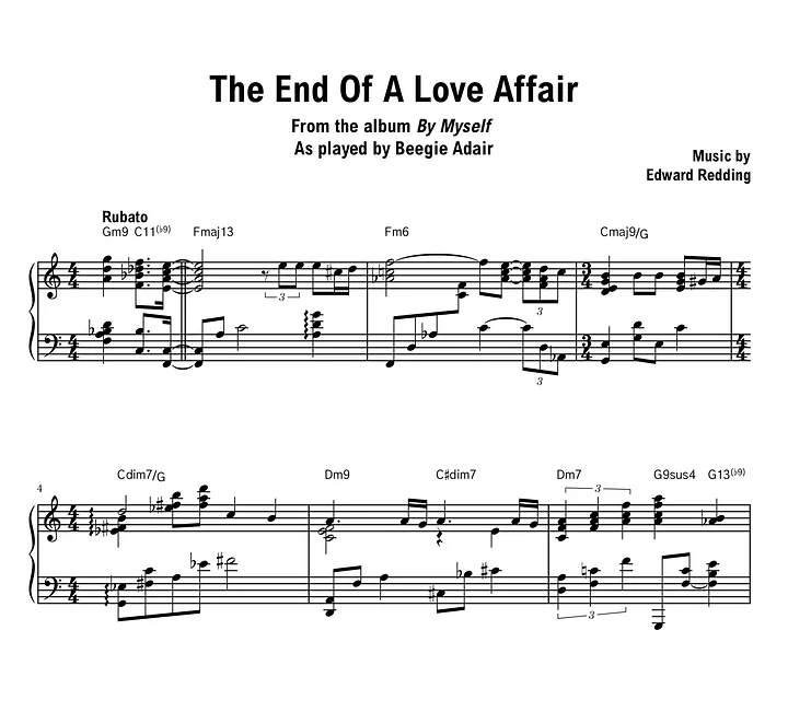 Beegie Adair - The End Of A Love Affair - Sheet music (PDF) product image (1)