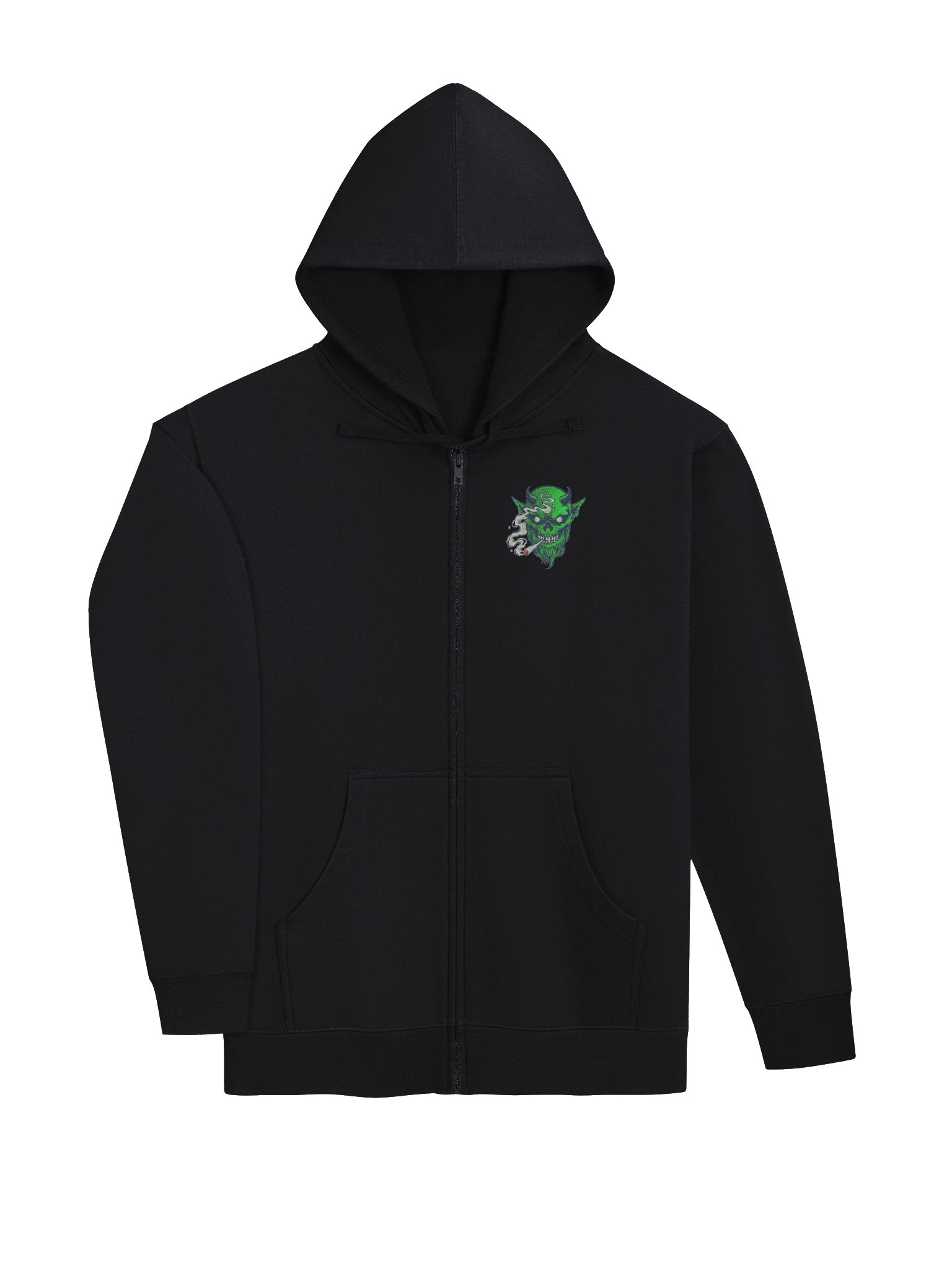 Demon Smoke Skull Fleece Zip-Up Hoodie product image (3)